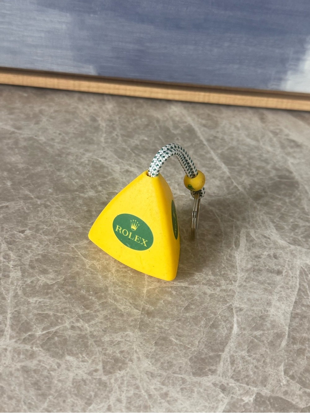 Rolex Yellow Rubber Promotional Keychain Green Logo Dealer Advertising Key Ring